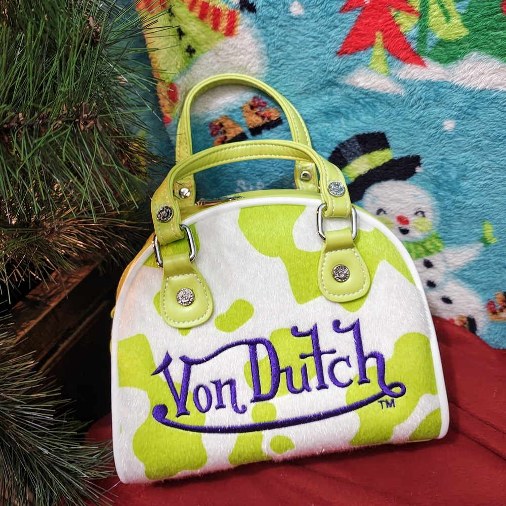 Von Dutch Lime Green and White Women's Bag
